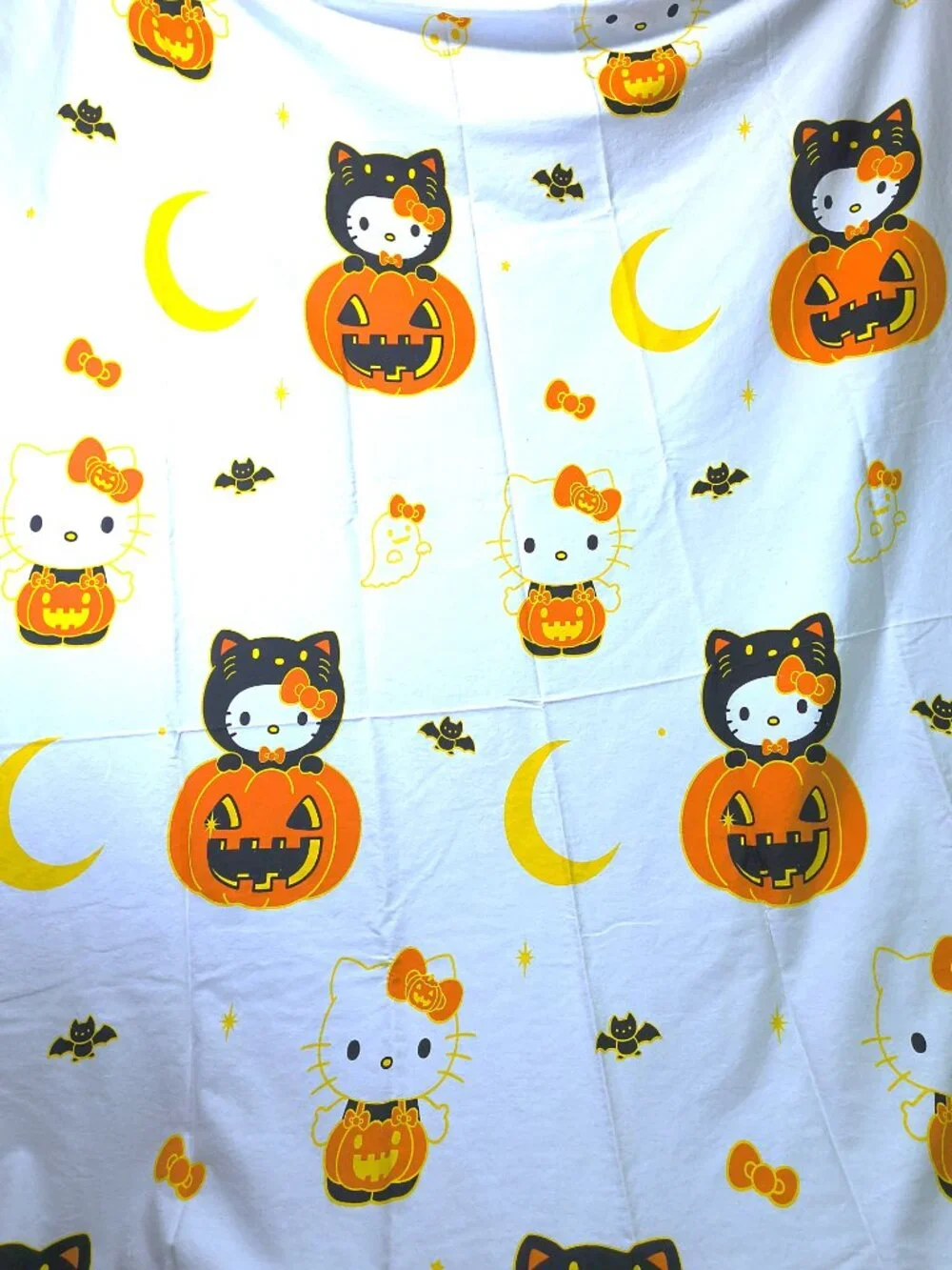 Hello Kitty Halloween Shower Curtain- Jack-o-lantern - black cat - moon - ghost